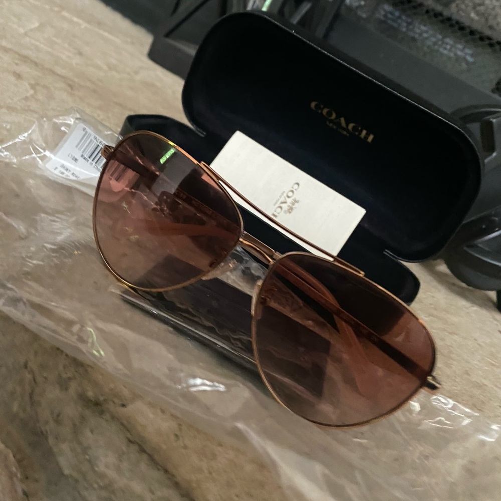 SOLD!!  New Coach Shiny Rose Gold Aviator Sunglasses